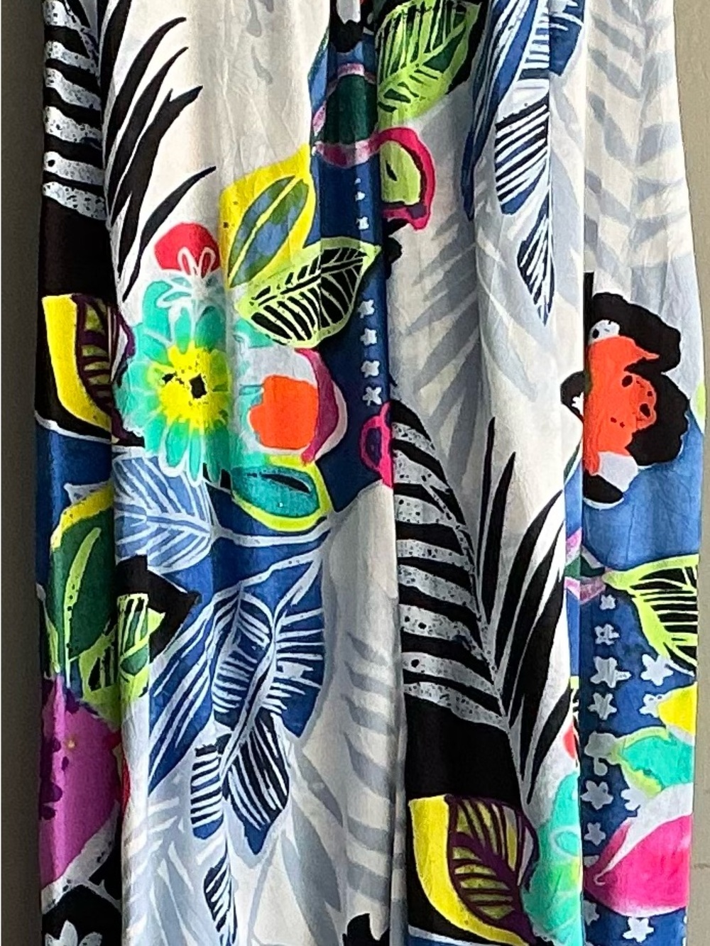 Jams World White Floral Tropical Jumpsuit with Neon Accents - Picture 4 of 4